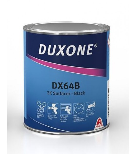 Duxone DX64B 2K — чёрный универсальный грунт-наполнитель с высоким сухим остатком