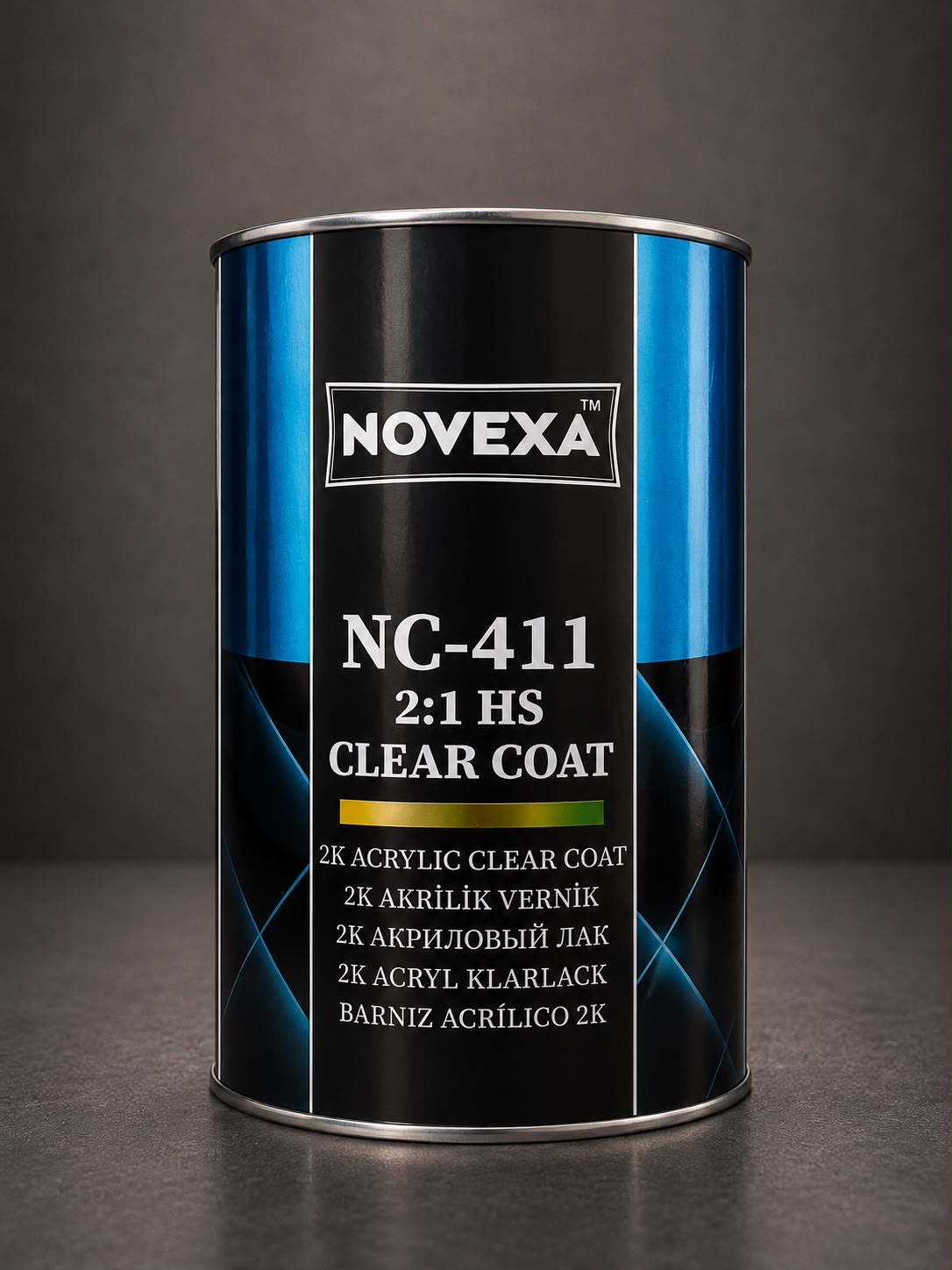 Акриловый лак NOVEXA NC-411 HS 2K, прозрачный глянцевый, 1 л